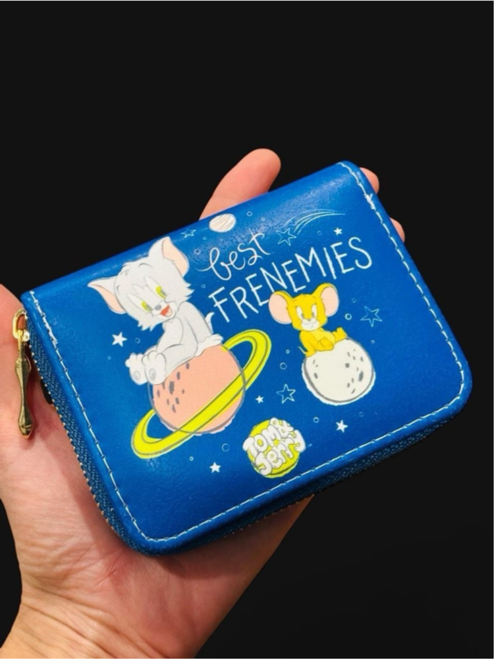 Tom & Jerry Best Frenemies Blue Zip Around Wallet Space Cartoon